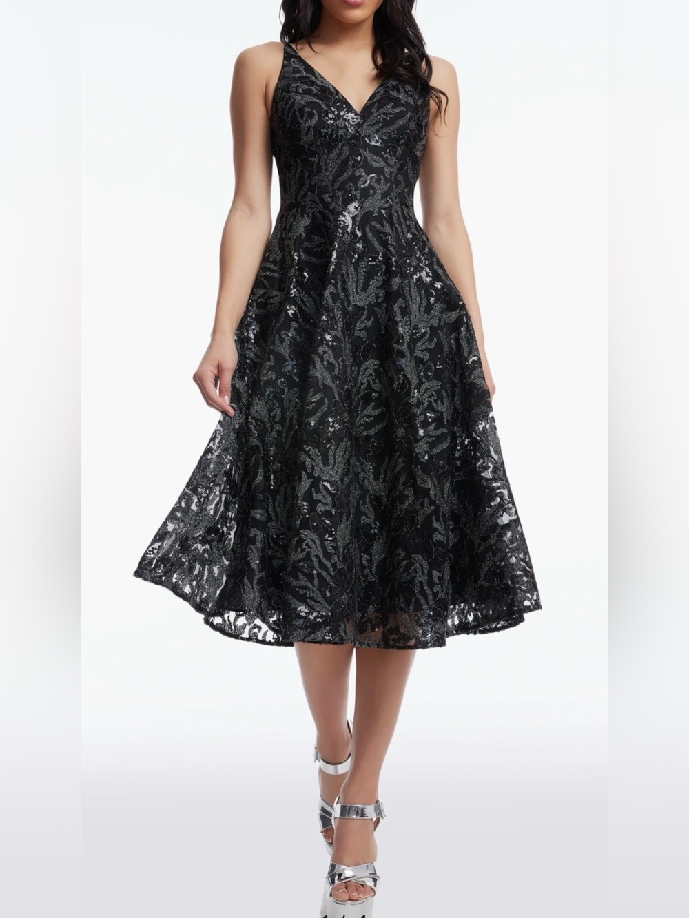 Dress the Population Black V-Neck NWT Midi Dress